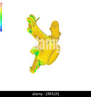 FEM-Analyse Hinterradaufhängung Achsschenkel, Aufhängungskomponente, Finite-Elemente-Analyse Stockfoto