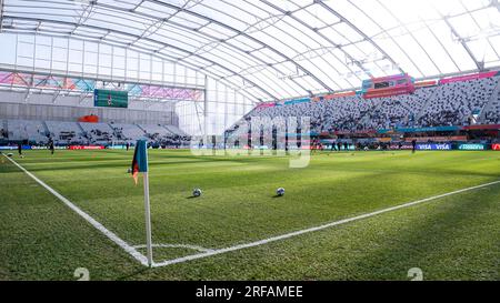 Dunedin, Neuseeland. 28. Juli 2023. Dunedin, Neuseeland, Juli 28. 2023: Allgemeiner Blick in das Dunedin-Stadion (Forsyth Barr Stadium) während des FIFA Womens World Cup 2023 Fußballspiels zwischen Argentinien und Südafrika im Dunedin-Stadion in Dunedin, Neuseeland. (Daniela Porcelli/SPP) Kredit: SPP Sport Press Photo. Alamy Live News Stockfoto