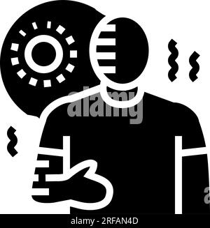 Vektordarstellung des Symbols „Sonnenbrand heiß Glyphe“ Stock Vektor