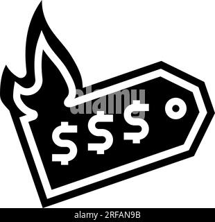 Vektordarstellung des Symbols „Hot Sale“-Aufkleber-Glyphe Stock Vektor