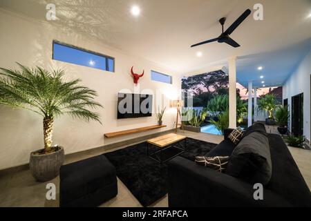 Immobilien Luxus Außendesign Pool Villa mit Innenarchitektur Wohnzimmer Haus, Haus. Stockfoto