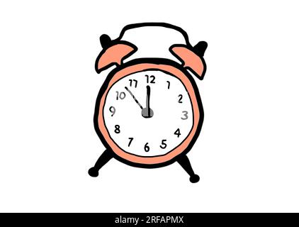 Handgezeichneter Retro-Wecker für Designzwecke Stockfoto
