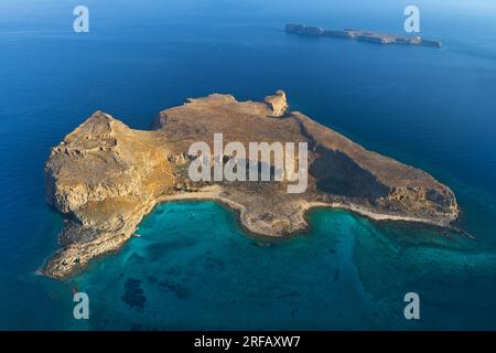 Chania Regional Unit, Kissamos Bay, venezianische Festung - eine Insel im Meer Stockfoto