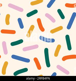Funky abstraktes nahtloses Muster mit bunten Konfetti- oder Zuckerstreuseln. Verspielte, festliche quadratische Vorlage für soziale Medien. Textur im Pop-Art-Stil Stock Vektor