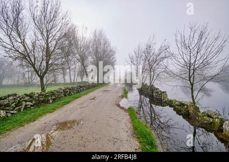 Traditionelle Steinmauer in Vila Cha da Braciosa. Miranda do Douro, Tras-os-Montes. Portugal Stockfoto