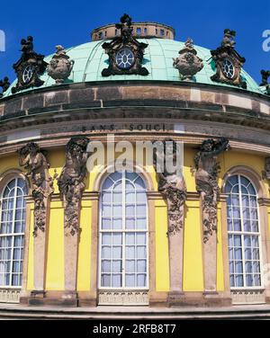 Deutschland. Potsdam. Schloss Sanssouci aus der Nähe. Stockfoto