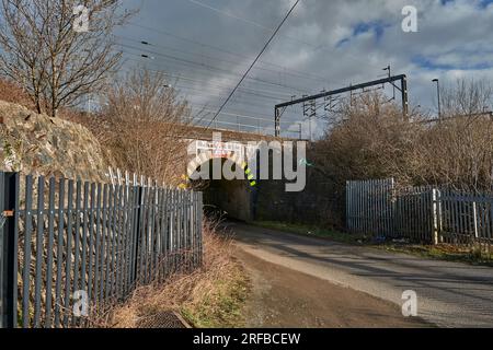 Great Train Robbers' Bridge, Bridego, Ledburn, in der Nähe von Mentore, Buckinghamshire, England. Ort des Überfalls auf den Großen Zug vom 8. August 1963. Stockfoto