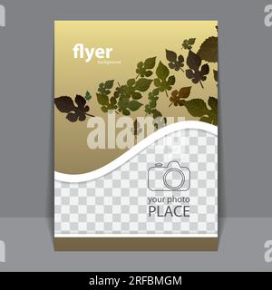 Flyer- oder Cover-Design mit Platz für Ihr Foto – Herbstlaub Stock Vektor