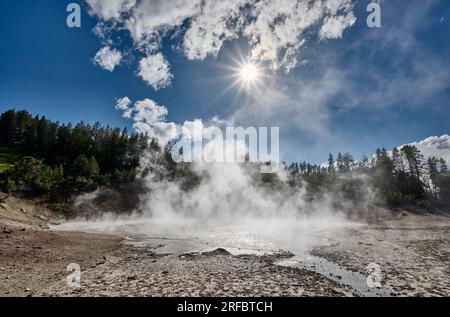 Schlammkaldron, Gebiet um den Schlammvulkan, Yellowstone-Nationalpark, Wyoming, Vereinigte Staaten von Amerika Stockfoto