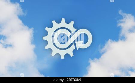 Symbole für die Kreislaufwirtschaft auf weißem Hintergrund Stockfoto