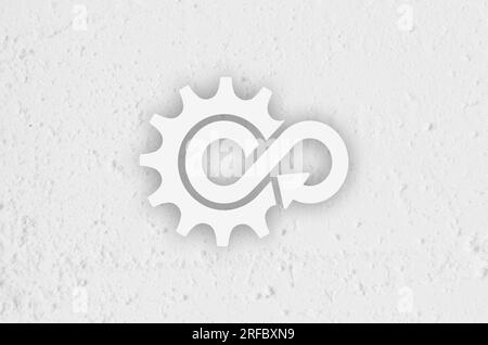 Symbole für die Kreislaufwirtschaft auf weißem Hintergrund Stockfoto