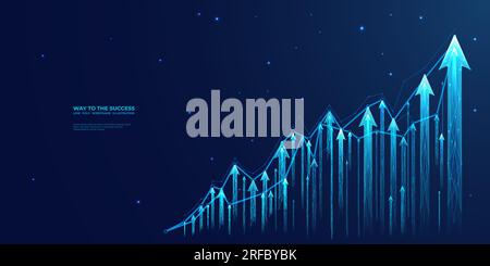 Pfeile nach oben Diagrammdiagramm mit niedrigem Hintergrund für Mehrfachdrahtmodelle Stock Vektor