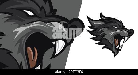 Entfesseln Sie die Stärke Ihres Teams: Black Wolf Mascot Vector Logos für Sport und E-Sport Stock Vektor