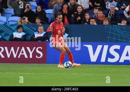 2. August 2023; Sydney Football Stadium, Sydney, NSW, Australien: FIFA Womens World Cup Gruppe F Fußball, Panama gegen Frankreich; Lineth Cedeno aus Panama kontrolliert den Ball Stockfoto