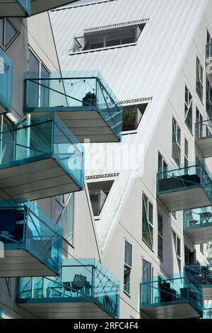 Die Eisberghäuser, Aarhus docklands, Dänemark. Stockfoto