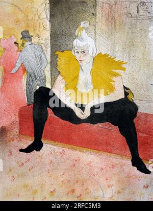 Toulouse-Lautrec. Gemälde mit dem Titel „The Sitzen Clowness“ von Henri de Toulouse-Lautrec (1864-1901), Lithograf in drei Farben auf gewebtem Papier, 1896 Stockfoto