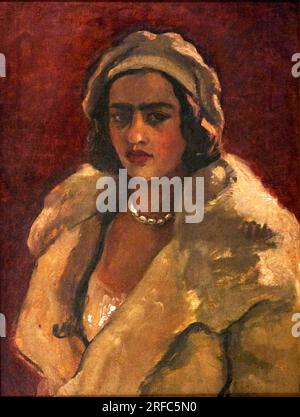 Self-Portrait (9) der ungarisch-indischen Künstlerin Amrita Sher-Gil (1913-1941), Öl auf Leinwand, 1930 Stockfoto