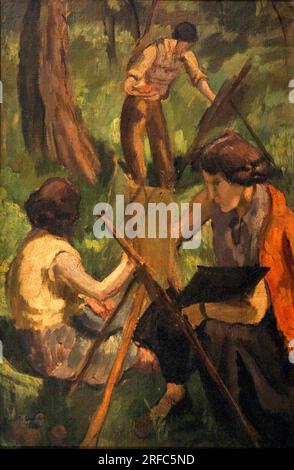 Open Air Painters von Amrita Sher-Gil (1913-1941), Öl auf Leinwand, 1938 Stockfoto