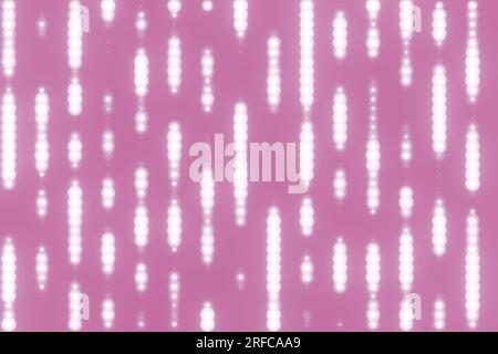 Abstrakte pinkfarbene, leuchtende Linien Streifen von leuchtenden Punkten und Energieppartikeln abstrakten Disco-Hintergrund. 3D-Rendern. Stockfoto