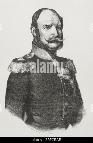 William I. (1797-1888). König von Preußen (1861-1888) und Kaiser von Deutschland (1871-1888). Porträt. Gravur von Niedermann. "Historia de la Guerra Franco-Alemana de 1870-1871". Veröffentlicht in Barcelona 1891. Stockfoto