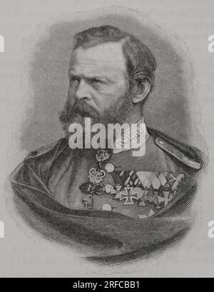 Luitpold von Bayern (1821-1912). Prinzregent von Bayern von 1886 bis 1912. Porträt. Gravur. "Historia de la Guerra Franco-Alemana de 1870-1871". Veröffentlicht in Barcelona 1891. Stockfoto