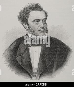 Jules Favre (1809-1880). Französischer republikanischer Politiker. Porträt. Gravur. "Historia de la Guerra Franco-Alemana de 1870-1871". Veröffentlicht in Barcelona 1891. Stockfoto