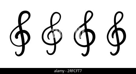 Drei Zeichen, Musik, handgezeichnete Symbole Stock Vektor