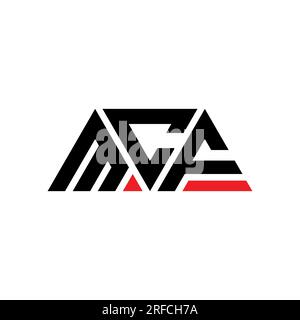 MCF-Logo mit Dreiecksbuchstaben und Dreiecksform. MCF-Dreieck-Logo-Monogramm. MCF-dreieckige Vektor-Logo-Vorlage mit roter Farbe. MCF Triangul Stock Vektor