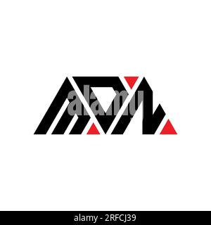 MDN-Logo mit dreieckigem Buchstaben in Dreiecksform. Monogramm mit MDN-Dreieck-Logo. MDN-dreieckige Vektorvorlage mit roter Farbe. MDN-Triangul Stock Vektor