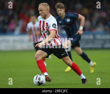 Victoria Park, Hartlepool, 1. August 2023. Alex Paritchard von Sunderland während des Vorsaison-Freundschaftsspiels zwischen Hartlepool United und Sunderland im Victoria Park, Hartlepool, am Dienstag, den 1. August 2023. (Foto: Mark Fletcher | MI News) Guthaben: MI News & Sport /Alamy Live News Stockfoto