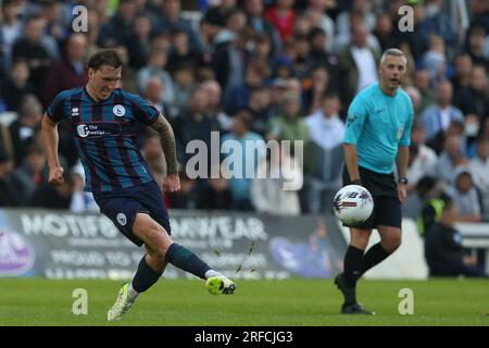 Victoria Park, Hartlepool, 1. August 2023. Hartlepool's Callum Cooke während des Vorsaison Freundschaftsspiels zwischen Hartlepool United und Sunderland im Victoria Park, Hartlepool am Dienstag, den 1. August 2023. (Foto: Mark Fletcher | MI News) Guthaben: MI News & Sport /Alamy Live News Stockfoto