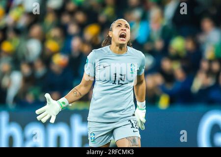 Melbourne, Victoria, Australien. 2. Aug. 2023. LETICIA of Brazil reagiert auf einen verpassten Schuss, während Jamaika Brasilien bei der FIFA Women's World Cup im Melbourne Rectangular Stadium spielt. (Kreditbild: © Chris Putnam/ZUMA Press Wire) NUR REDAKTIONELLE VERWENDUNG! Nicht für den kommerziellen GEBRAUCH! Stockfoto