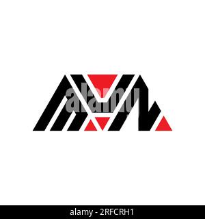 MUN-Logo mit Dreiecksbuchstaben und Dreiecksform. MUN-Dreieck-Logo-Monogramm. MUN-Dreieck-Vektor-Logo-Vorlage mit roter Farbe. MUN triangul Stock Vektor