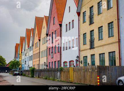 Mittelalterliches und von Hansa inspiriertes Wohngebiet Jakriborg in Hjarup, Schweden Stockfoto