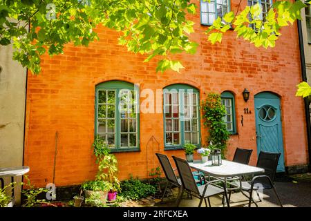 Mittelalterliches und von Hansa inspiriertes Wohngebiet Jakriborg in Hjarup, Schweden Stockfoto