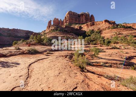 Blick auf Cathedral Rock in Sedona Arizona in den USA Stockfoto