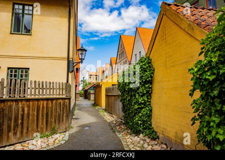 Mittelalterliches und von Hansa inspiriertes Wohngebiet Jakriborg in Hjarup, Schweden Stockfoto