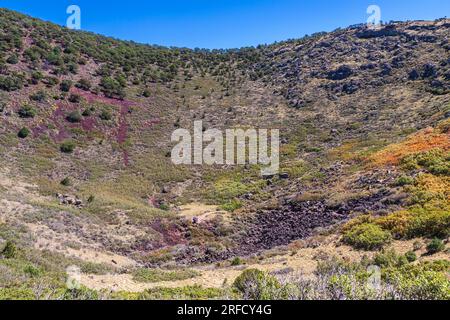 Vulkanische Felsen am Krater am Capulin Volcano National Monument in New Mexico. Stockfoto