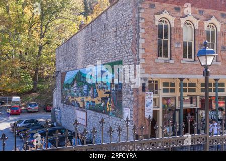 Mud Street Cafe - Touristenattraktionen in Eureka Springs, Arkansas. Stockfoto