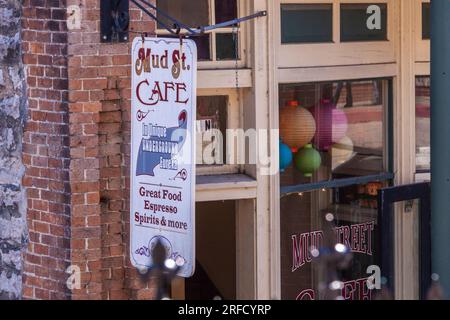 Mud Street Cafe - Touristenattraktionen in Eureka Springs, Arkansas. Stockfoto