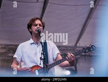 Stockholm, Schweden, 08 02 2023. Konzert der Indie-Rockband Bob Hund, vor ihnen in Hasselbacken, Stockholm. In Vertretung für zwei Tage. Stockfoto