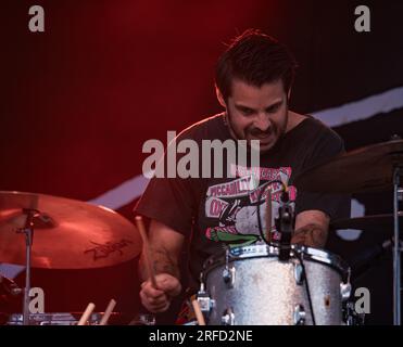 Stockholm, Schweden, 08 02 2023. Konzert der Indie-Rockband Bob Hund, vor ihnen in Hasselbacken, Stockholm. In Vertretung für zwei Tage. Stockfoto