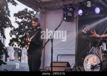 Stockholm, Schweden, 08 02 2023. Konzert der Indie-Rockband Bob Hund, vor ihnen in Hasselbacken, Stockholm. In Vertretung für zwei Tage. Stockfoto