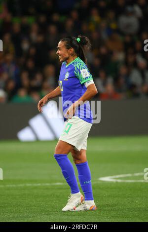 Marta Vieira da Silva aus Brasilien in Aktion während des FIFA Women's World Cup Australia & Neuseeland 2023 Group Match zwischen Jamaika und Brasilien im Melbourne Rectangular Stadium. Das Spiel endete mit einem Unentschieden von 0 bis 0 Uhr. Stockfoto