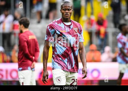 Linse, Frankreich. 02. Aug. 2023. Demba SECK of Torino während des saisonfreundlichen Fußballspiels zwischen RC Lens und dem Turin FC am 2. August 2023 im Bollaert-Delelis-Stadion in Lens, Frankreich – Photo Matthieu Mirville/DPPI Credit: DPPI Media/Alamy Live News Stockfoto