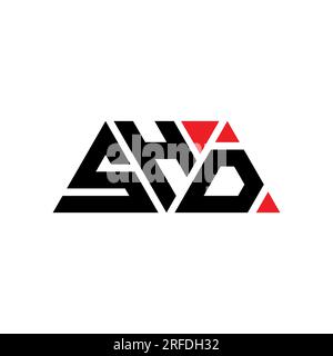 SHD-Logo mit Dreiecksbuchstaben und Dreiecksform. SHD-Monogramm mit Dreieck-Logo. SHD-dreieckige Vektorvorlage mit roter Farbe. SHD Triangul Stock Vektor