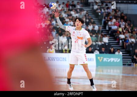 Ariake Arena Tokio, Japan. 2. Aug. 2023. Naoki Fujisaka (JPN), 2. AUGUST 2023 - Handball : Paris Saint-Germain Handball Japan Tour Match zwischen Paris Saint-Germain 39-24 Japan in der Ariake Arena Tokyo, Japan. Kredit: Naoki Nishimura/AFLO SPORT/Alamy Live News Stockfoto