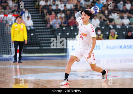 Ariake Arena Tokio, Japan. 2. Aug. 2023. Naoki Fujisaka (JPN), 2. AUGUST 2023 - Handball : Paris Saint-Germain Handball Japan Tour Match zwischen Paris Saint-Germain 39-24 Japan in der Ariake Arena Tokyo, Japan. Kredit: Naoki Nishimura/AFLO SPORT/Alamy Live News Stockfoto