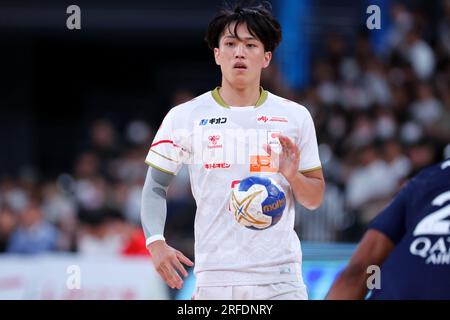 Ariake Arena Tokio, Japan. 2. Aug. 2023. Naoki Fujisaka (JPN), 2. AUGUST 2023 - Handball : Paris Saint-Germain Handball Japan Tour Match zwischen Paris Saint-Germain 39-24 Japan in der Ariake Arena Tokyo, Japan. Kredit: Naoki Nishimura/AFLO SPORT/Alamy Live News Stockfoto