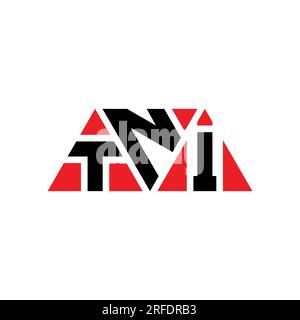 Logo mit dreieckigen TNI-Buchstaben in Dreiecksform. Monogramm mit TNI-Dreieck-Logo. TNI-Dreieck-Vektor-Logo-Vorlage mit roter Farbe. TNI-Triangul Stock Vektor